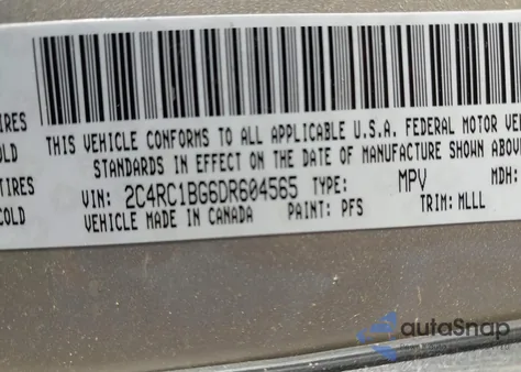 2013 Chrysler Town & Country Touring из США, поврежденный, VIN 2C4RC1BG6DR604565